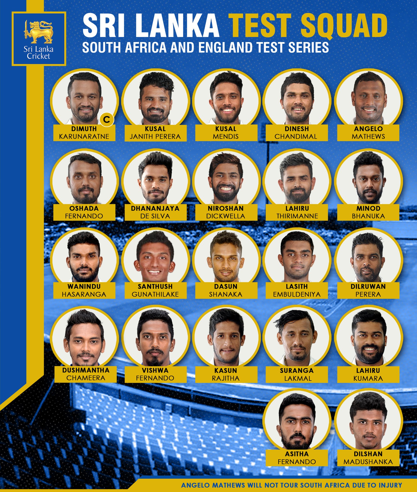 sri lanka tour squad