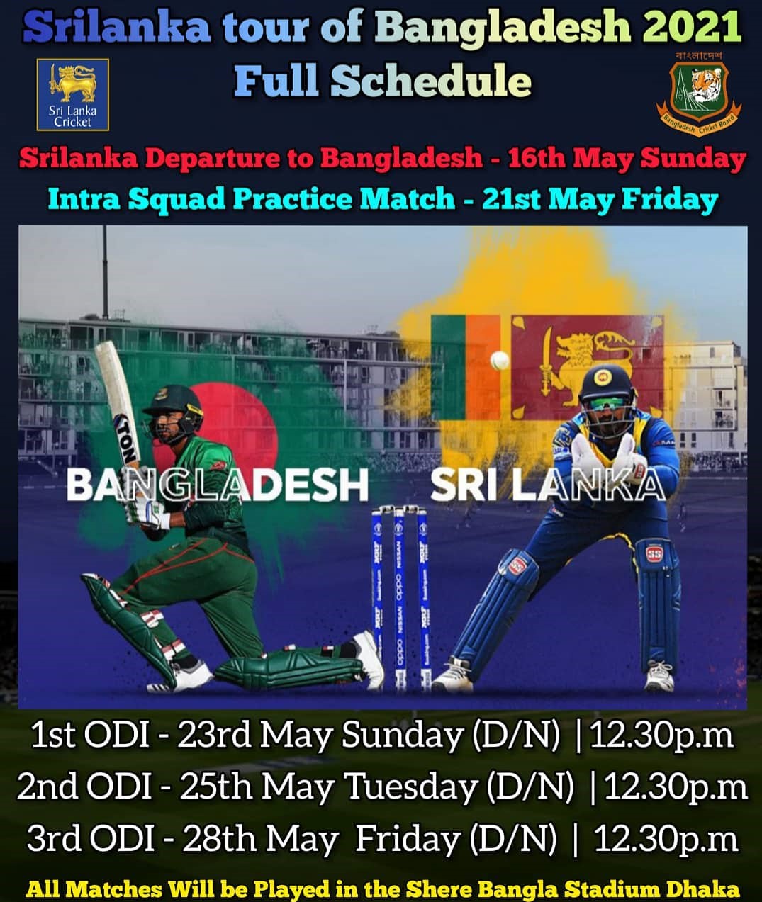 Sri Lanka Tour Of Bangladesh 2021 Full Schedule